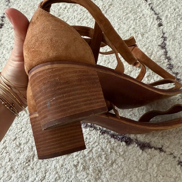 Steve Madden Brown Block Heel Sandal Ankle Lace up size 9 - Picture 5 of 5